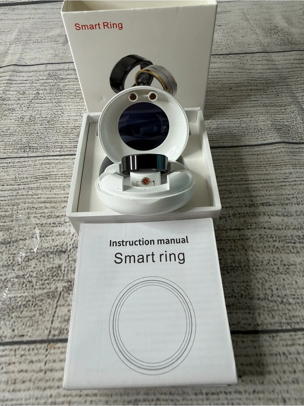 Smart Ring Wireless Wearable in Black Size 9